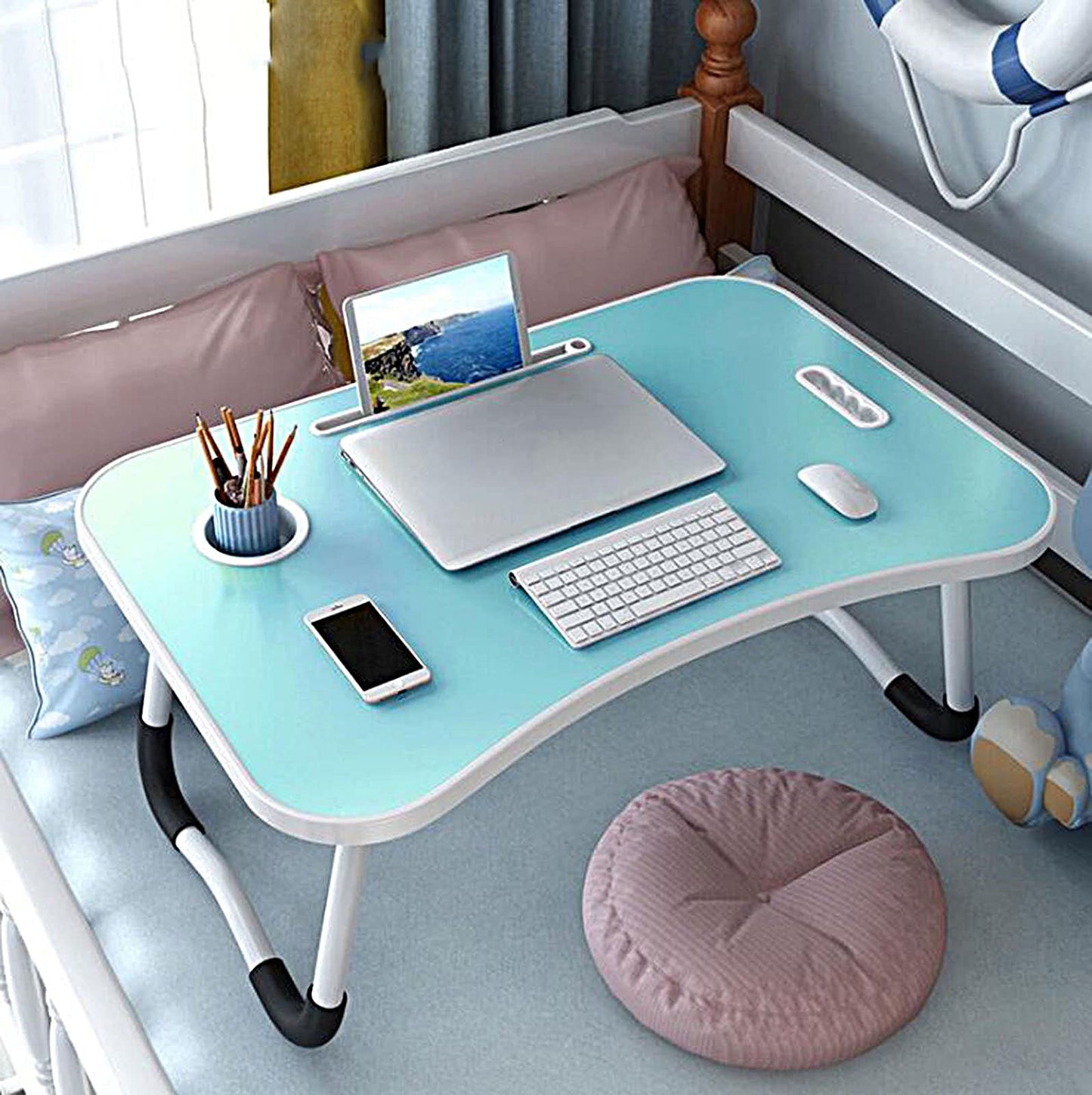 Mesa plegable portátil para cama multifuncional