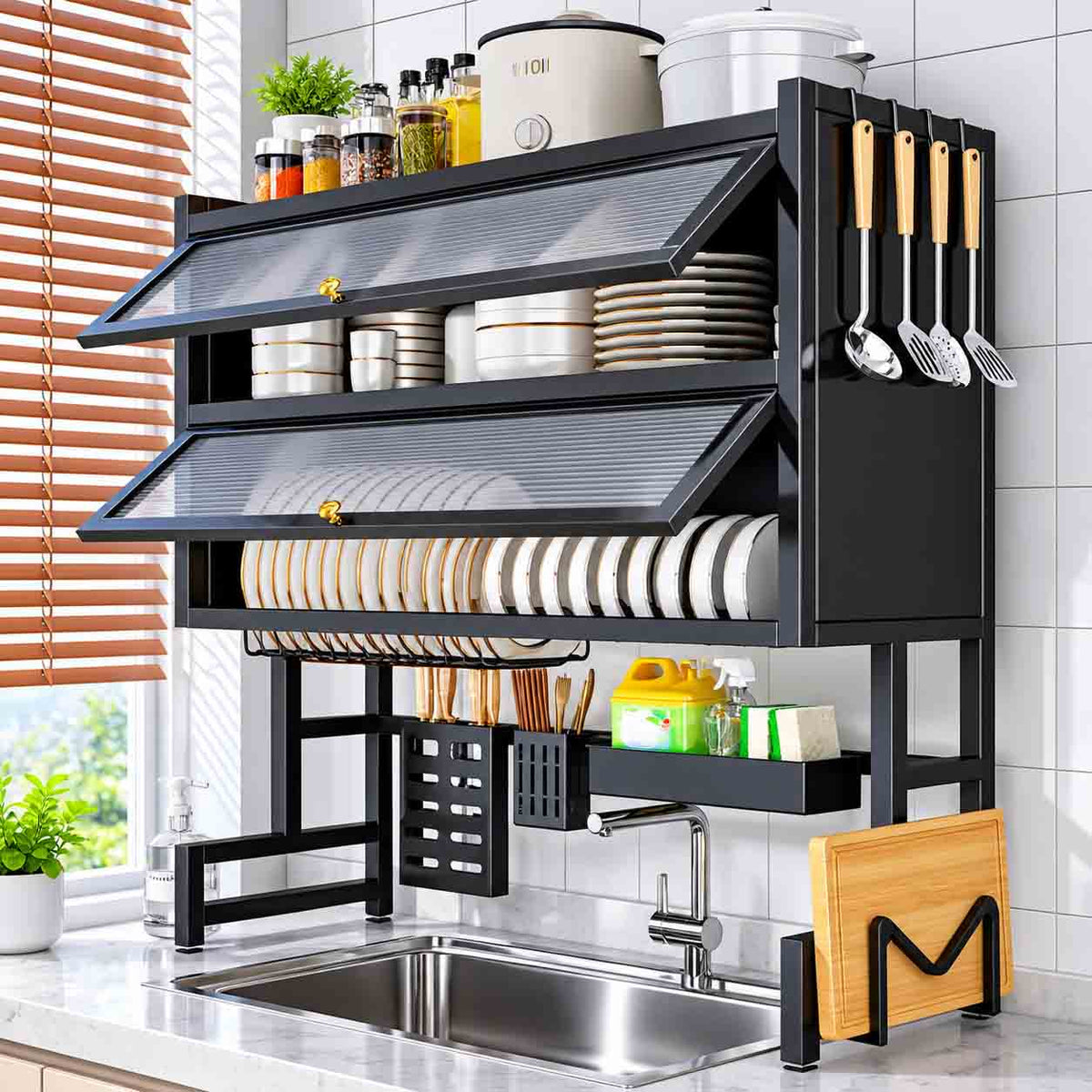 Escurridor de platos de 2 niveles